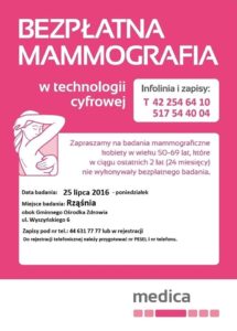 Zaproszenie na bezpłatne badania mammograficzne
