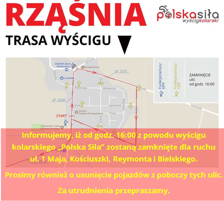 Utrudnienia w ruchu drogowym - wyścig "Polska Siła"
