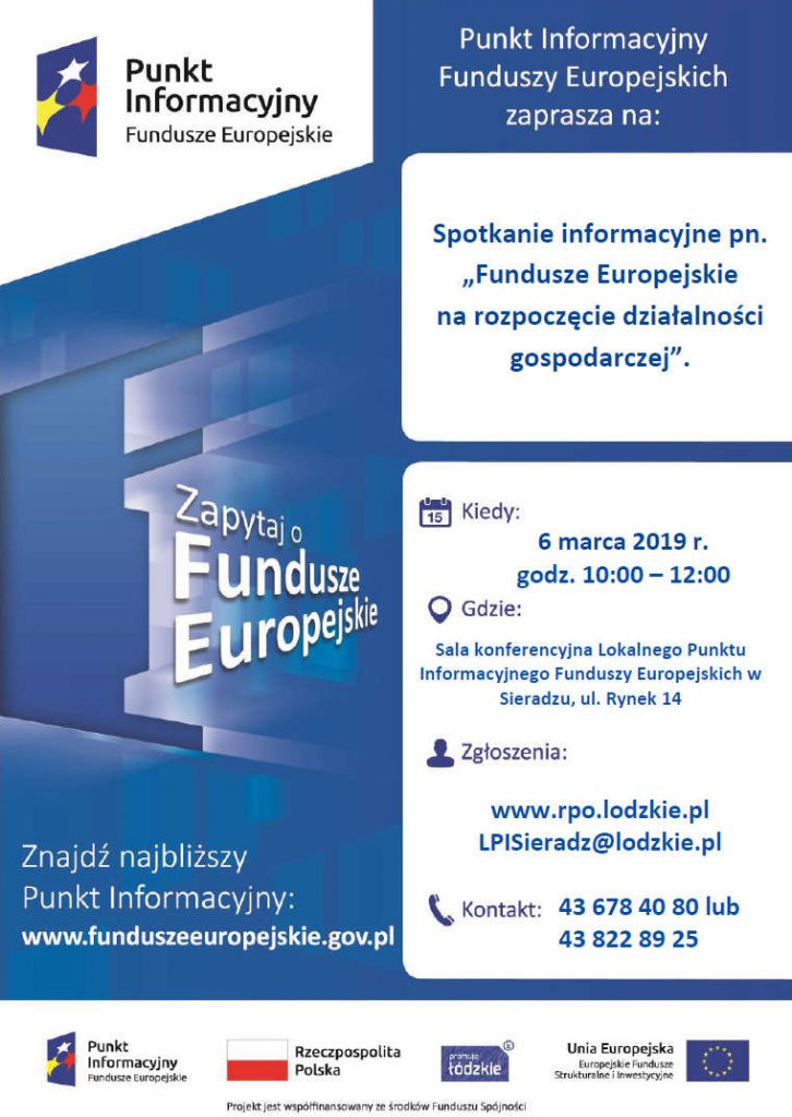 Spotkanie Informacyjne "Fundusze Europejskie na rozpoczęcie działalności gospodarczej"