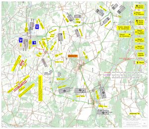 Informacja o zamknięciu drogi powiatowej Rząśnia - Będków (wysoka rozdzielczość - mapa obrazująca całość objazdów objętych inwestycją)