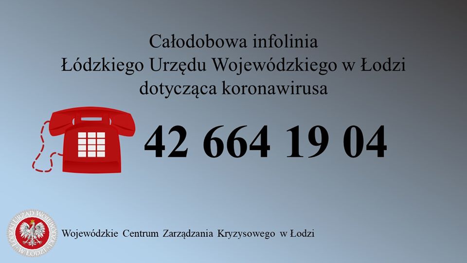Infolinia Łódzkiego Urzędu Wojewódzkiego w sprawie koronawirusa dla mieszkańców województwa łódzkiego