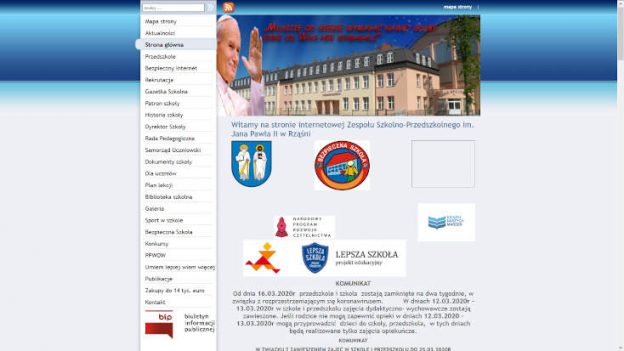 Informacja Zespołu Szkolno - Przedszkolnego im. Jana Pawła II w Rząśni