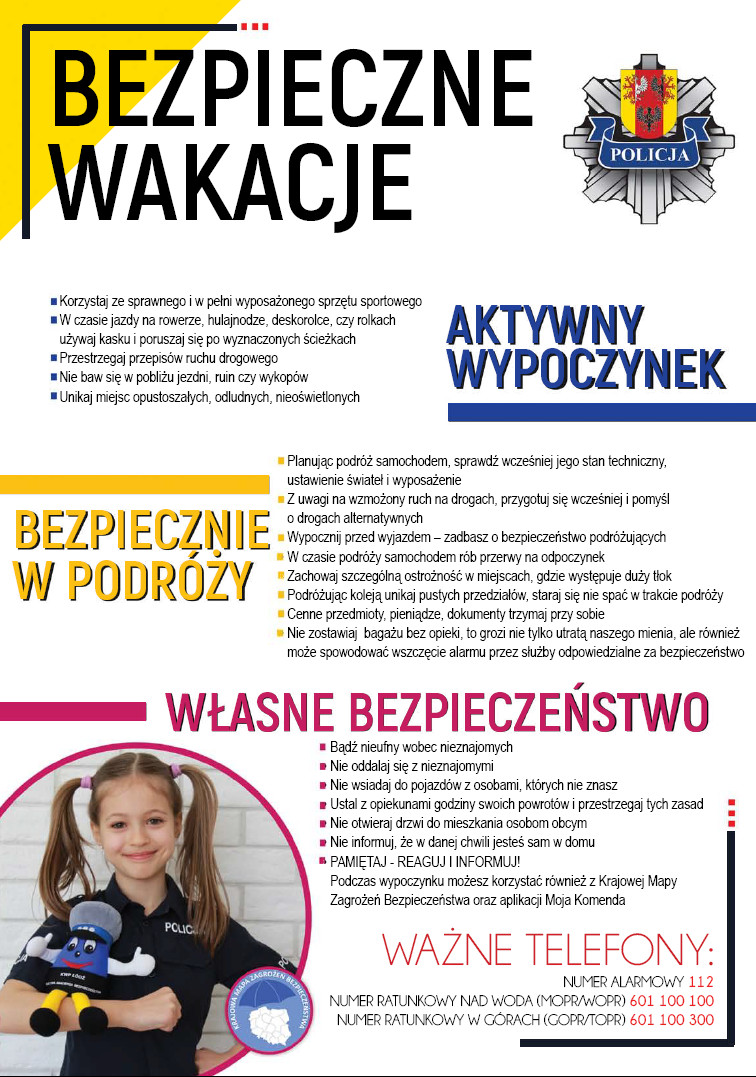 KPP Pajęczno. "Bezpieczne wakacje 2020"