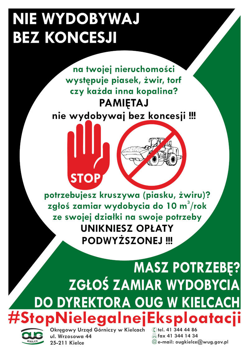 Informacja Okręgowego Urzędu Górniczego w Kielcach - nielegalna eksploatacja kopalin