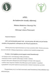 Afrykański Pomór Świń - kampania informacyjna