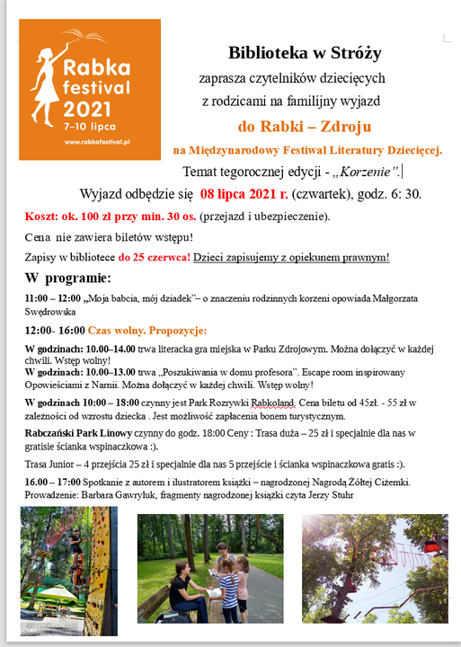Międzynarodowy Festiwal Literatury Dziecięcej "Rabka Festival 2021"