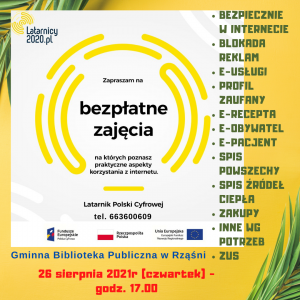 Zaproszenie na kolejne bezpłatne zajęcia. Latarnicy 2020