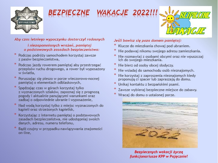 KPP Pajęczno. Bezpieczne wakacje 2022