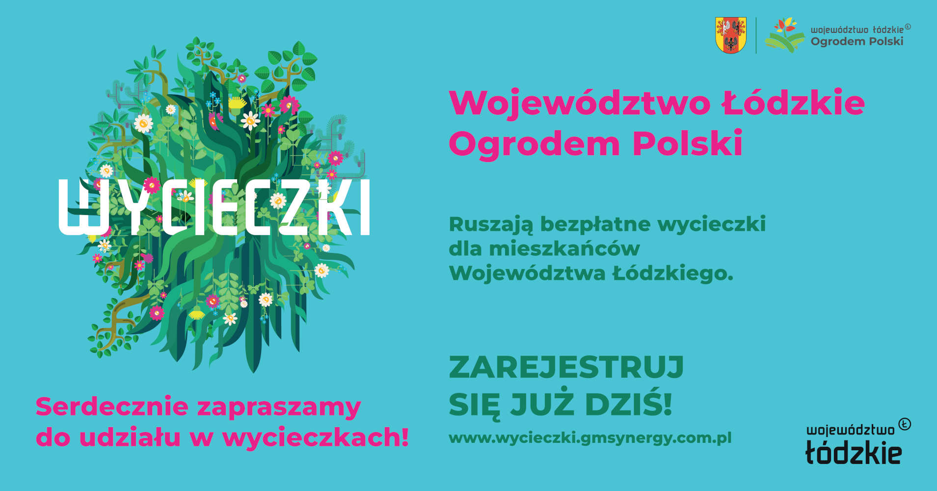 Bezpłatne wycieczki dla mieszkańców województwa łódzkiego w ramach projektu „Województwo Łódzkie Ogrodem Polski”.