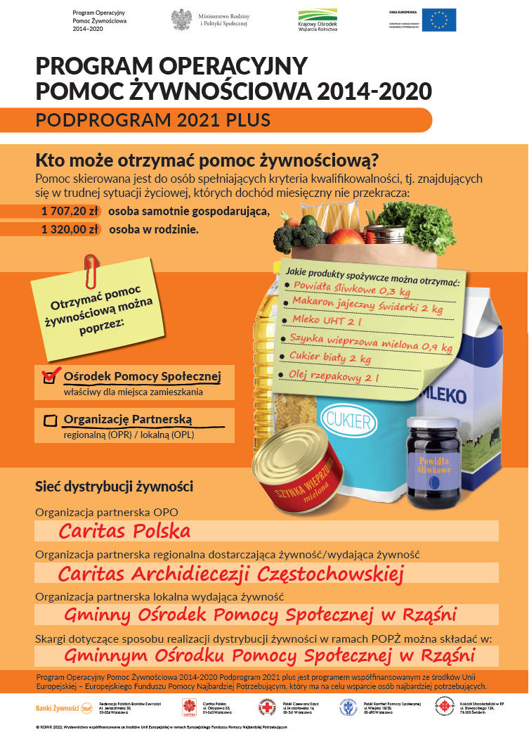 Rozpoczęto przyjmowanie wniosków odnośnie Programu Operacyjnego Pomoc Żywnościowa 2014-2020 Podprogram 2021 Plus