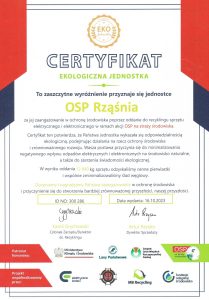 OSP Rząśnia jednostką ekologiczną