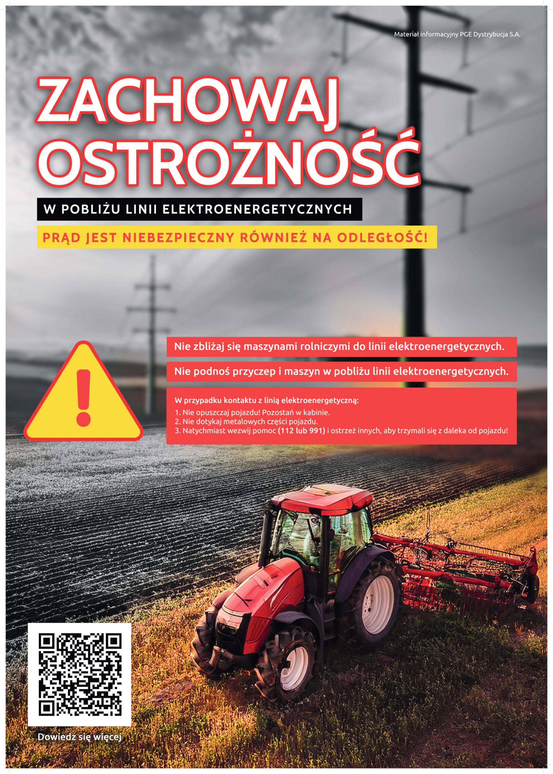 Zachowaj ostrożność w pobliżu linii elektroenergetycznych