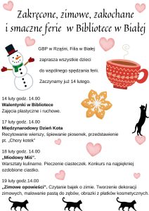 Ferie zimowe w Gminnej Bibliotece Publicznej w Rząśni, Filia w Białej