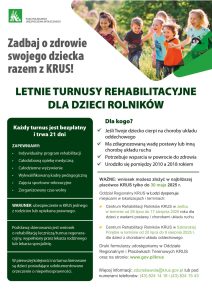 KRUS: informacje o bezpłatnych turnusach rehabilitacyjnych dla dzieci