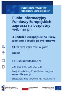 Webinar pn. "Fundusze Europejskie na kursy, szkolenia i studia podyplomowe"