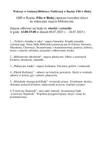 Wakacje w Gminnej Bibliotece Publicznej w Rząśni – Filia w Białej