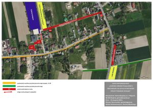 szkic komunikacyjny z oznaczeniem parkingów oraz organizacją ruchu na terenie miejscowości w godzinach trwania imprezy masowej