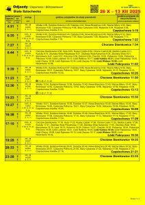 Od 26 października nowy rozkład na stacji Biała Szlachecka