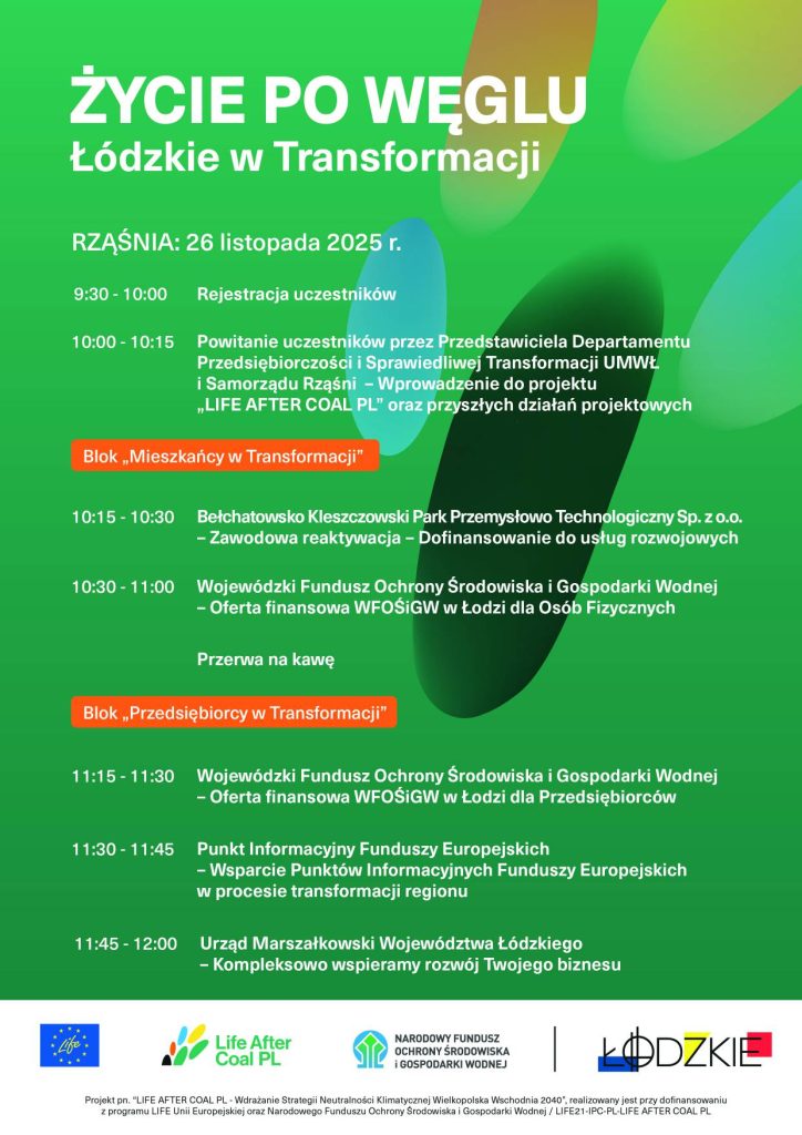 Bezpłatne spotkanie dla mieszkańców i przedsiębiorców "Życie po węglu" w Rząśni - 26.11.2025