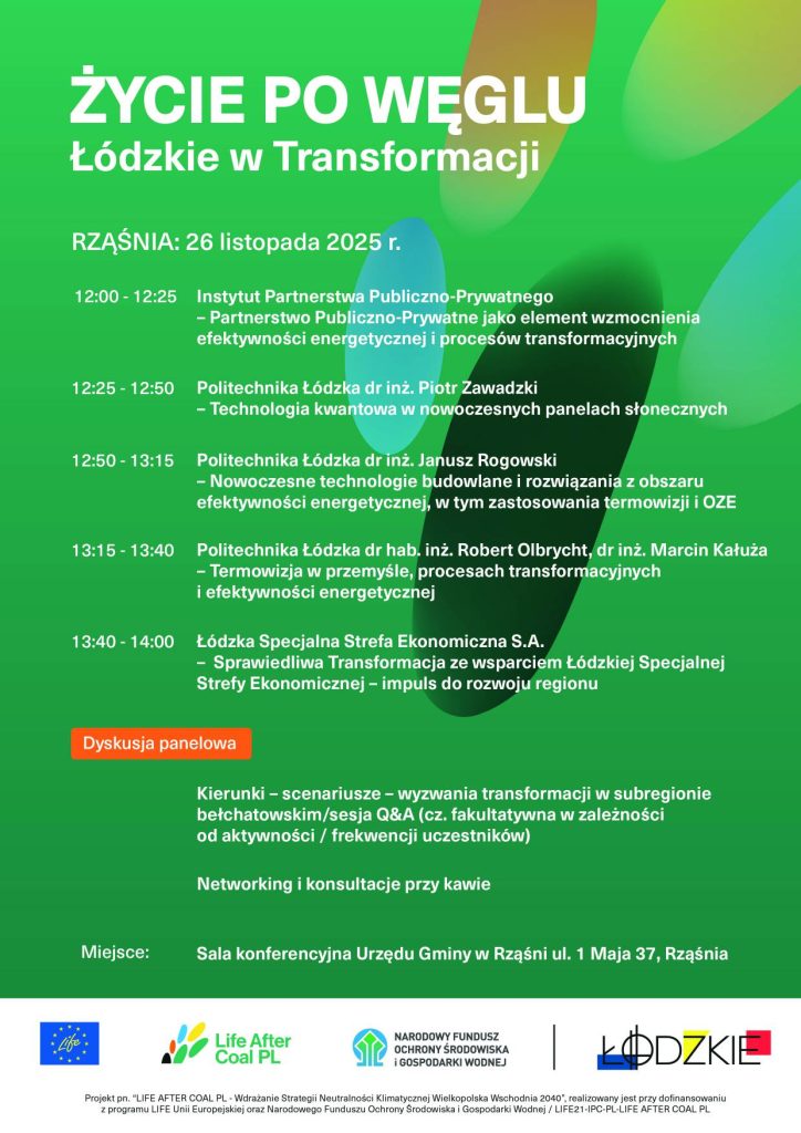 Bezpłatne spotkanie dla mieszkańców i przedsiębiorców "Życie po węglu" w Rząśni - 26.11.2025
