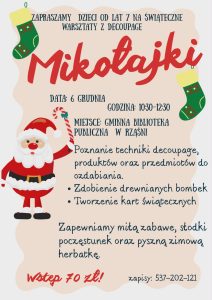 Biblioteka w Rząśni zaprasza na Mikołajki