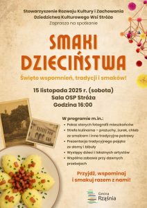 Stowarzyszenie ze Stróży zaprasza na spotkanie "Smaki dzieciństwa"