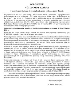 Ogłoszenie Wójta Gminy Rząśnia w sprawie przystąpienia do sporządzenia planu ogólnego gminy Rząśnia