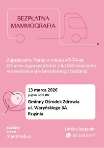 Bezpłatne badania mammograficzne w Rząśni