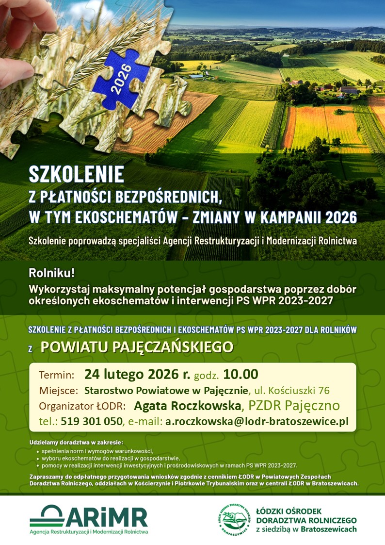 Szkolenie dla rolników z terenu powiatu pajęczańskiego nt. płatności bezpośrednich