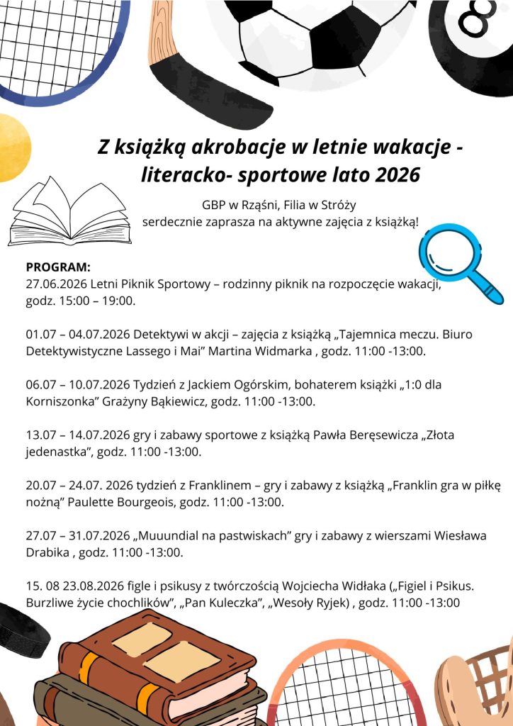 Wakacje w Gminnej Bibliotece Publicznej w Rząśni – Filia w Stróży