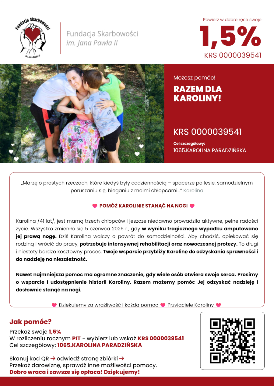 Prośba o wsparcie dla naszej Koleżanki – pracownika Urzędu Skarbowego w Pajęcznie