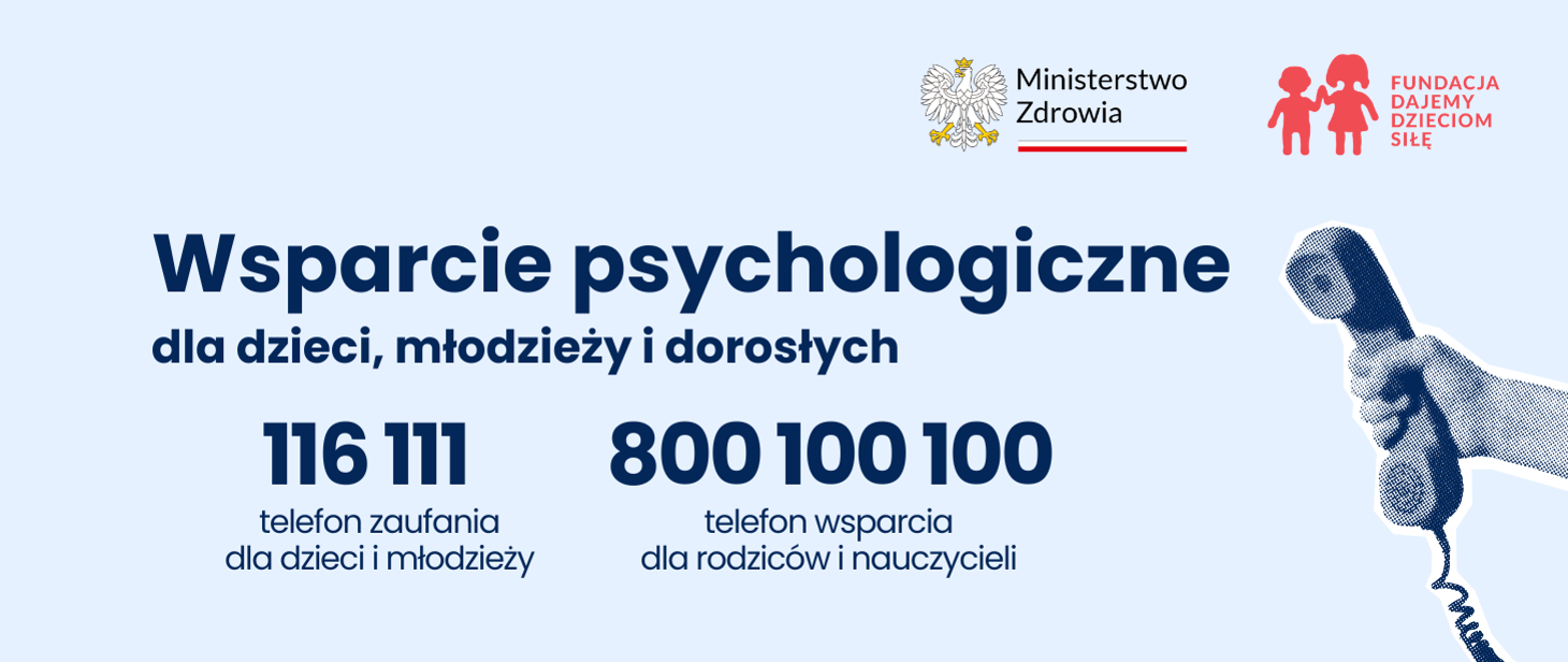 Ministerstwo Zdrowia przypomina o wsparciu psychologicznym dla dzieci, młodzieży i dorosłych